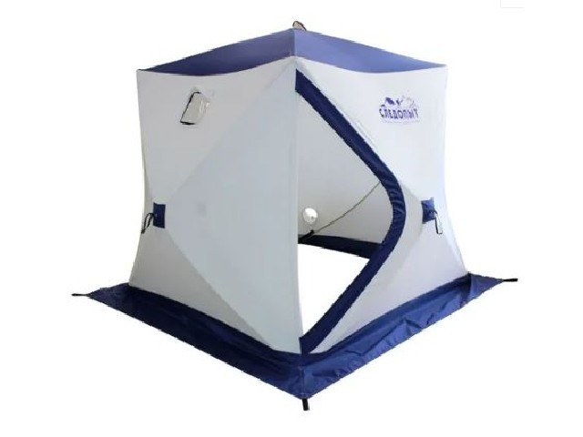 Палатка зимняя куб Следопыт Эконом,3-х местная, 3 слоя,цв.бело-синий